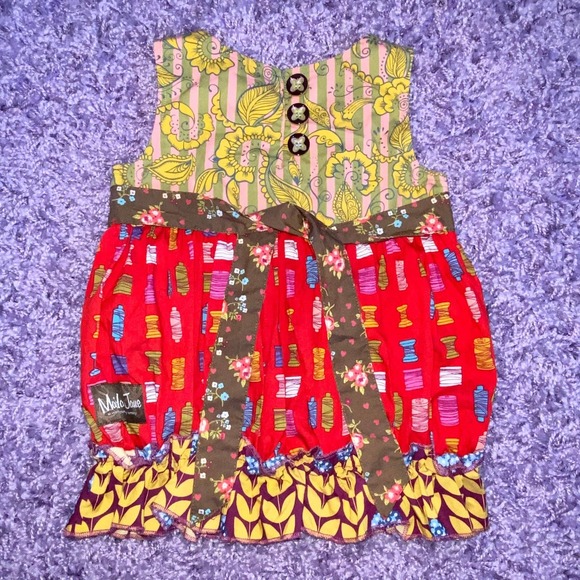 4 Matilda Jane Paint By Numbers Boutique Red Jester Shasta Bubble Tunic Tie Top - Picture 8 of 11